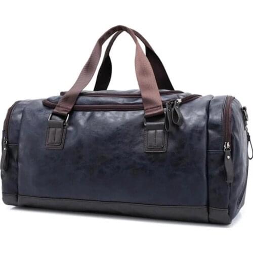 Men Outdoor Sports Gym Handbag Large PU Leather Fitness Training Bag Travel Luggage Duffel Tote Male Outdoor Shoulder Bolsa