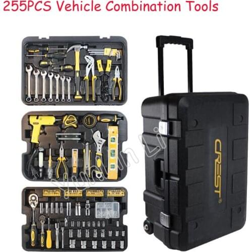 Toolbox Hand Tools Kit Multi-functional Wrench Screwdriver Set With Rolling Tool Box Household High Quality Socket Wrench 255Pcs