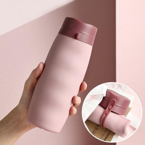 New 600ml Silicone Folding Water Bottle Outdoor Sports Supplies Portable Water Bottle Convenient Travel Anti-scalding Insulated