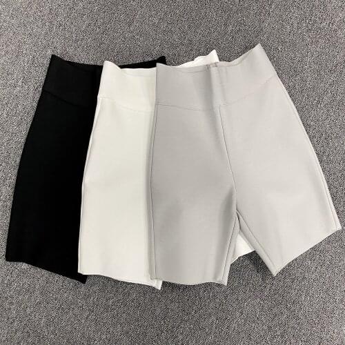2021 New Fashion Ladies High Waists Short women Bandage short shorts black white grey Elastic Waist