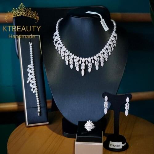 New Rhinestone Zircon Necklace Earring Bracelet Sets Silvery Crown Royal Bridal Wedding Dressing Crown Accessory Women Jewelry