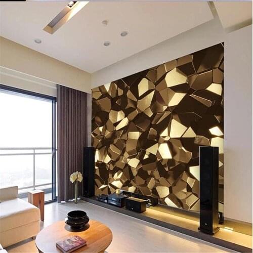 Wallpaper for walls 3 d for living room 3d stereo abstract architectural space gold wallpapers