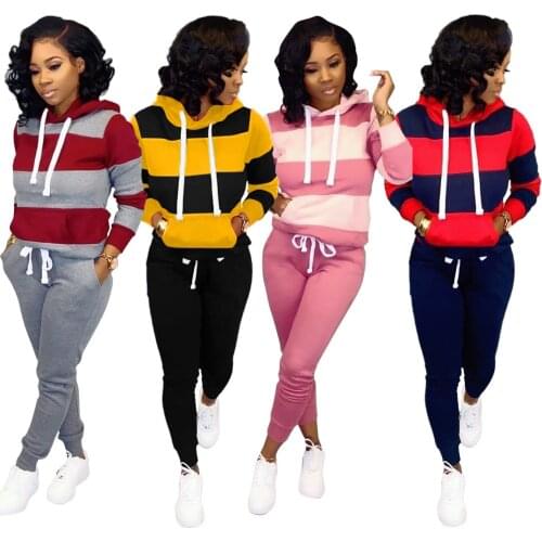 Autumn Winter Tracksuit Women 2 Piece Set Sweatshirt Print Hoodies+Pants Sportwear Suit Womens Sports Suit Female Hooded Set