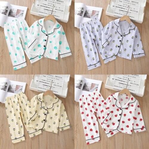 Baby Girl Pajamas 2 Pcs Set Cotton Fruit Pineapple Dot Frog Print Long Sleeve Tops+trousers Comfortable Home Baby Sleepwear 0-3Y