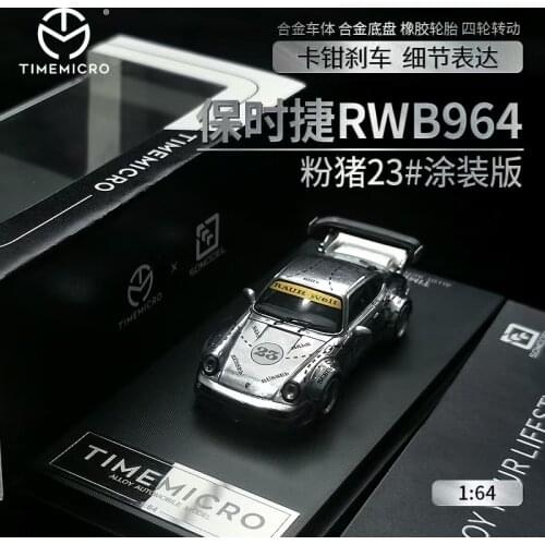 TM & SO MODEL 1:64 RWB 964 Silver Pig #23 Diecast Model Car