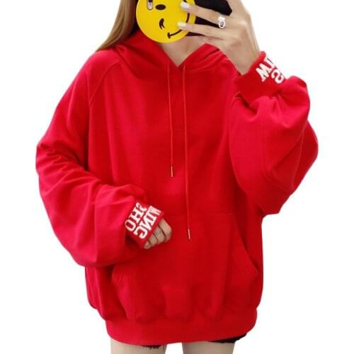 Letter Printed Autumn Women Hooded Larger Size Hoodie Sweatshirt 2021 Fashion Loose Outwear Coat Pullovers Dropshipper Clothing