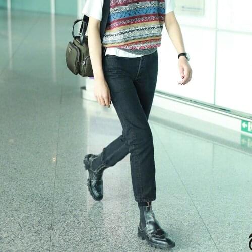 2021 Star Fashion Wash Black Ashtray High Waist Straight Tube Slim Jeans