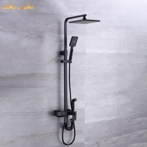 Bathroom black brass shower set with bidet bathtub 4 functions showerset bathroom Shower faucet Bathtub Faucet message shower