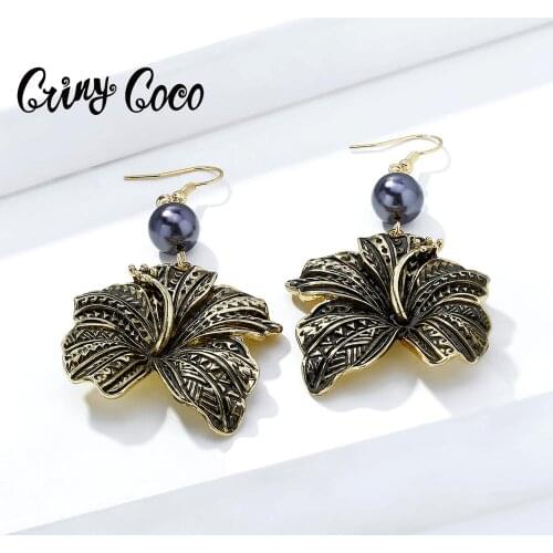 Cring Coco Hawaiian Plumeria Drop Earrings for Women Exquisite Flower Big Pendant Dangling Earring Best Friends Gift Jewelry New