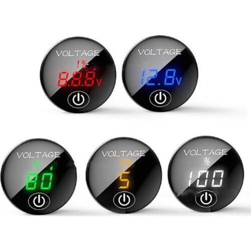 1PC New Car Motorcycle DC 5V-48V LED Panel Digital Voltage Meter Battery Capacity Display Voltmeter with Touch ON/OFF Switch