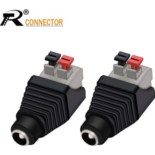 10pcs DC Female connector Wire Connector 2.1*5.5mm No Screws dc Power Plug Jack Adapter for 3528 5050 LED Strip CCTV Camera