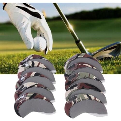 10Pcs/Set Waterproof Camouflage Transparent Window Golf Club Head Protective Headcovers