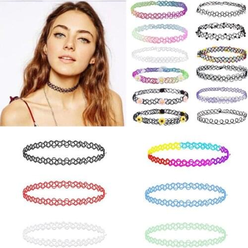 2019 Brand New Fashion 12pcs Womens Vintage Gothic Black Lace Choker Collar Retro Punk Tattoo Necklace