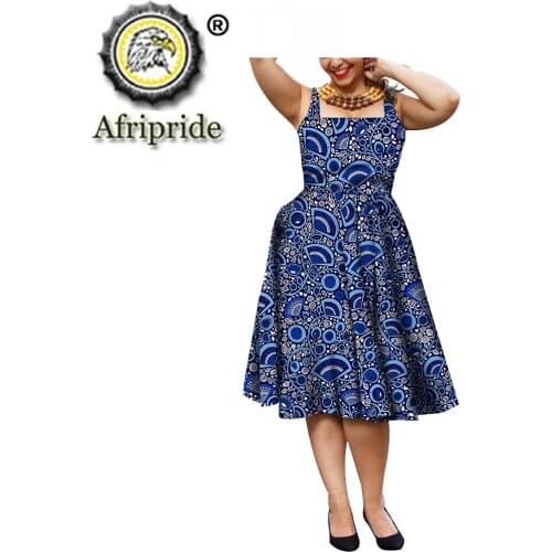 2020 african dresses for women AFRIPRIDE pure cotton dashiki bazin riche ankara print dress private custom wax batik S1825080