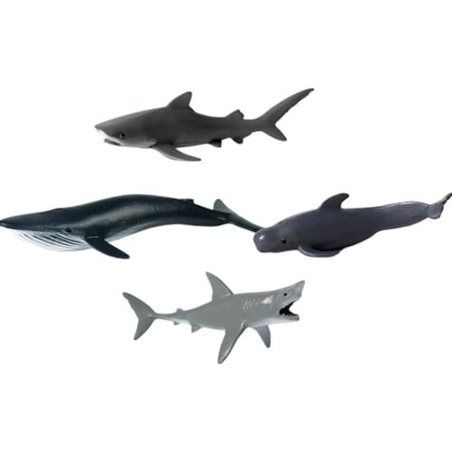 4 Pieces Plastic Marine Animals Figurine Mini Realistic Figure