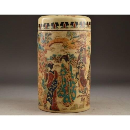 6.0 Asian Porcelain Chinese Handwork Old Painting Belle Vintage Tobacco Box