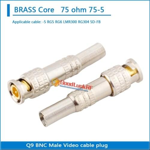 75ohm Q9 BNC Male SDI Ｗelding American style Video RF Connector Socket Crimp for RG5 RG6 LMR300 RG304 5D-FB Surveillance camera