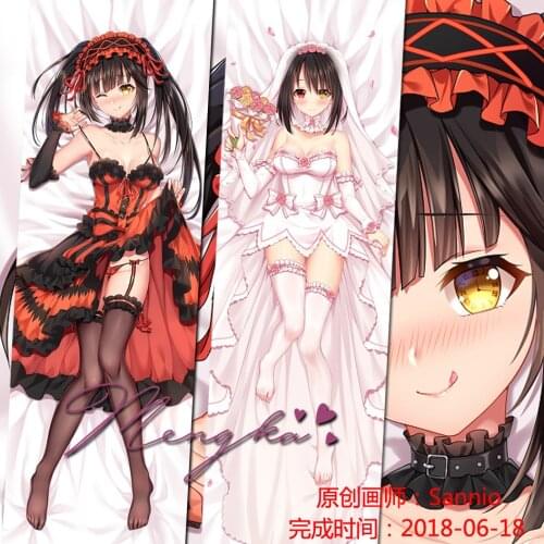 Anime DATE A LIVE Tokisaki Kurumi Dakimakura Hugging Body Pillow Case Otaku Pillow Long Cushion Cover Cosplay Wedding Dress Gift