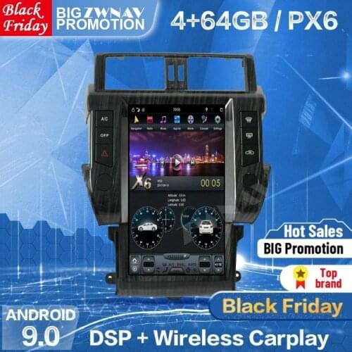 4+128G Tesla Screen Carplay For TOYOTA Land Cruiser Prado 2010-2019 Android 9 Car Multimedia Player Audio Radio Stereo Heas Unit