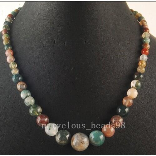 Free shipping Fashion Jewelry 6~14mm Multicolor Carnelian Round Ball Pendant Bead Neckace 17.5" G6420