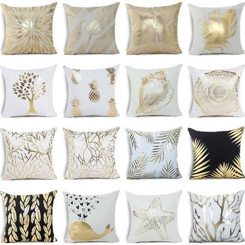 Plant Bronzing Cushion Cover Tropical Plant Cotton Polyester Bohemian Printed Marine life Home Decorative Pillows Cover