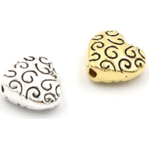 30pcs Heart Antique Gold Color Metal Loose Spacer Seed Beads For Jewelry Making Needlework Beadwork Diy Accessories Wholesale