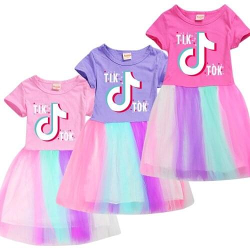 TIK TOK Princess Gown Dress Kids Cartoon Dress for Girls Children Dresses for Wedding Party Fashion Girls Dress