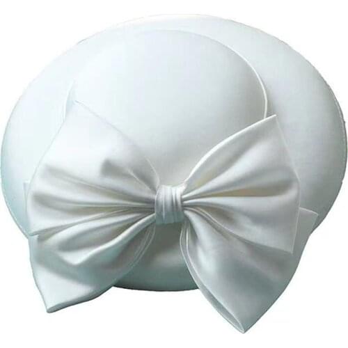 Black + white French Retro Elegant Bow Decoration Top Hat Suitable For Church weddings Fashion Dinners Retro Parties