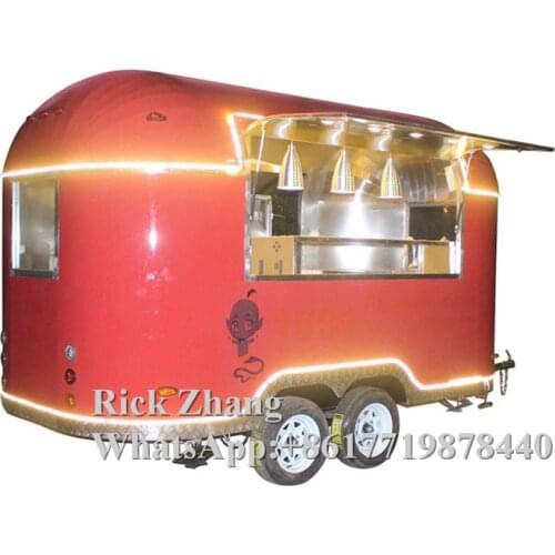 China factory made airstream food catering trucks for sale fast food with red color and 4M length