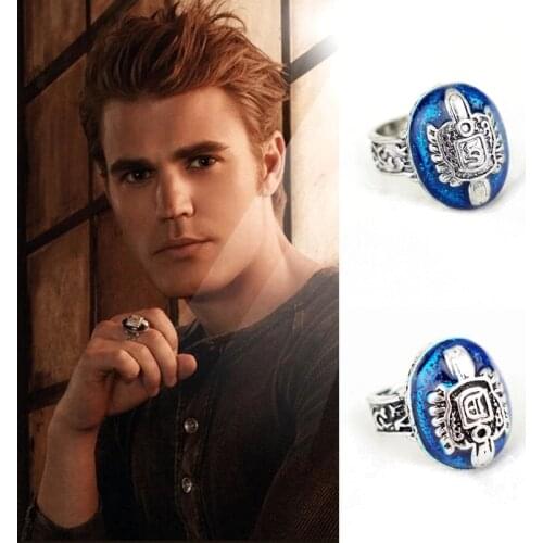 The Vampire Diaries Ring Anillos Salvatore Damon Reborn Rings Aneis Stefan Family Crest finger ring Vintage Ornaments
