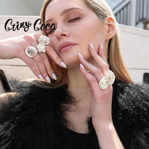 Cring Coco Trendy Irregular Geometric Ring for Women Pink Enamel Luxury Brand Metal Alloy Adjustable Rings Girls Valentines Day