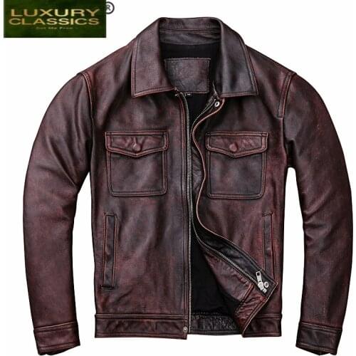 Leather Jacket Men Real Clothes 2021 Streetwear Fashion Men Cow Leather Short Coat Slim Fit 5xl Genuine Leather Coat 1826