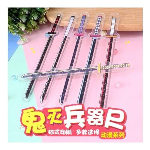 Demon Slayer Kimetsu no Yaiba Kamado Nezuko Acrylic Weapon Ruler Moldel Measuring Scale Student Cartoon Measure Ruler Cosplay