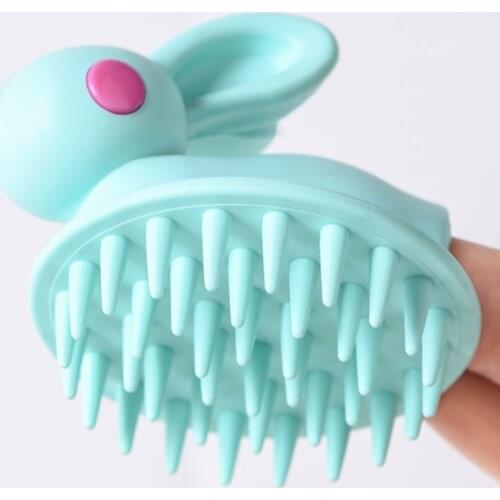 Cute Rabbit Silicone Head Scalp Massage Brush Handheld Shampoo Hair Washing Clean Comb Shower Bath Spa Massage Tool