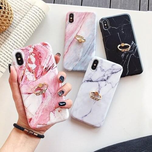 SUYACS Marble Phone Case For iPhone 12 Mini Pro Max 11 Pro Max X XR XS MAX 6 7 8 Plus Finger Ring Kickstand Soft IMD Phone Cover