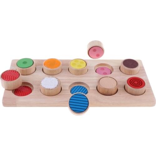 Montessori Educational Toys for Baby Toddler - Wooden Touch and Match Board Touchable Texture Memory & Sensory Skill Development