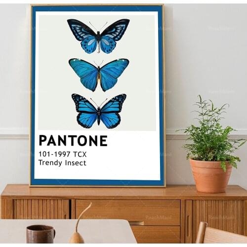 Pantone Butterfly Poster, Insect Print, Fashion Pantone Print, Aesthetic Poster, Retro Pantone Poster, Blue Butterfly Pantone Po