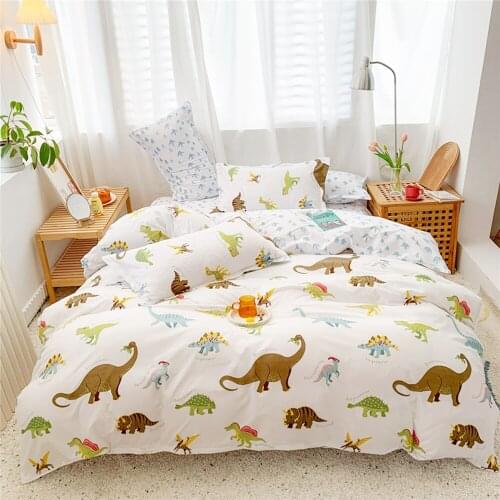 Cartoon Dinosaur Bedding Set Boys Duvet Cover Set for Kids US Twin EU Single Soft Microfiber Comforter Quilt Cover Pillowcase