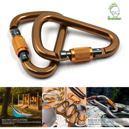 Professional Climbing Carabiner D Shape 25KN Aviation Aluminum Key Hooks Ascend Safety Master Lock Outdoor Protective Equipment