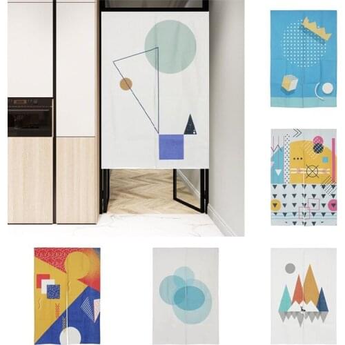 Simple Geometry Cloth Door Curtain Bedroom Decoration Toilet Blackout Curtain Kitchen Partition Curtain Without Punching