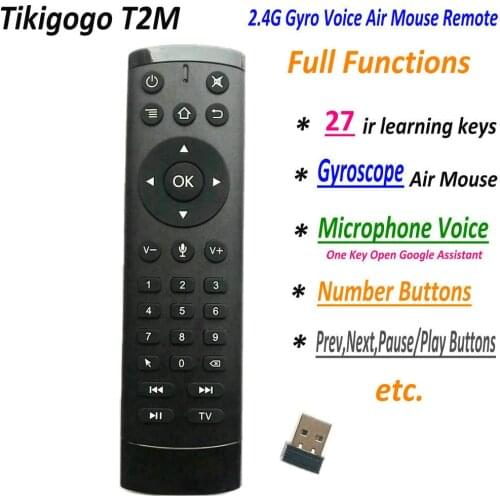 T2M 2.4G Gyro Air Mouse 28 IR Learning Google Voice Search for Android Smart TV Box PK T1M G10s G20s G30s G50s Remote Control