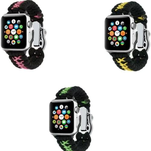 Hot Paracord Survival 2 color Nylon Rope belt For Apple Watch strap Series 6 5 40 44 strap for iWatch se Band 4 3 2 1 38mm 42