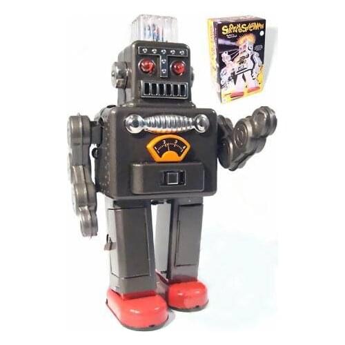 Retro Collection Tin toys mkd3 Children Metal Wind up Auto Models Robot Handmade Iron Mechanical TR2011 Electric Smoking Robot