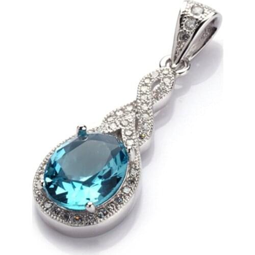 Fleure Esme Luxury Wedding Jewelry & Accessories christmas pendants for women best sell Blue Cubic Zirconia Rhodium Plated R3161