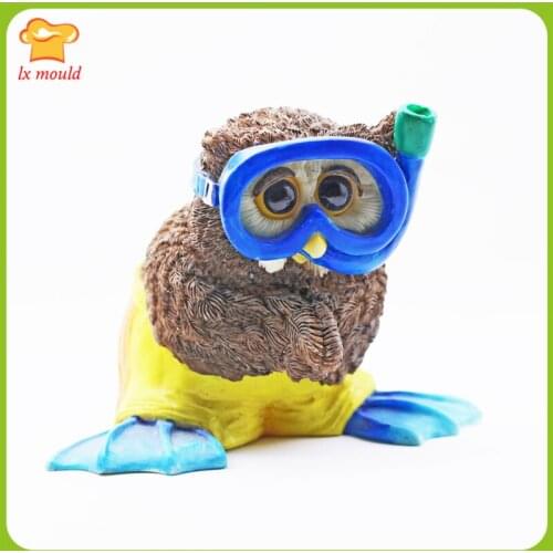 8.28 Hot Sale Swim Diver Owl Silicone Mould, Household Candle, Plaster, Resin, Soap Mold