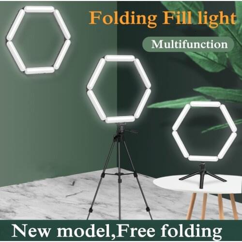 New Folding Dimmable Photography Lighting LED Selfie Ring Light Ring Lamp With Stand Tripod For Youtube Makeup Video Live Studio