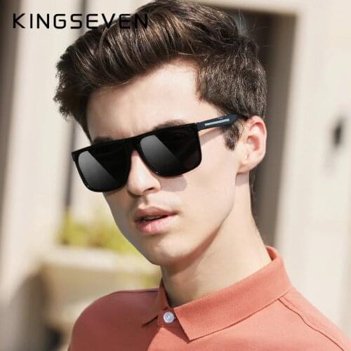 KINGSEVEN BRAND DESIGN Sunglasses Men Male Polarized Sunglasses Driving Vintage TR90 Square Frame Goggles Gafas UV400