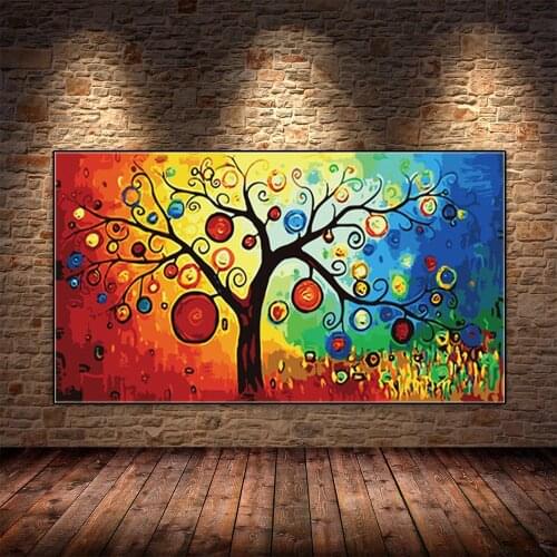 Modern Tree of Life Money Tree Oil Painting Abstract Canvas Posters and Prints Cuadros Wall Art Pictures For Living Room Decor