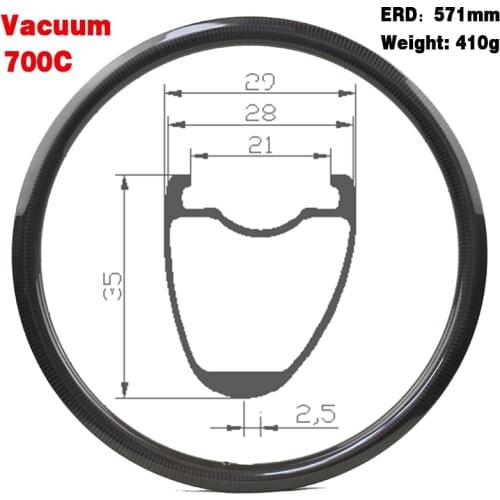 T800 Japan Toray Carbon Road Rim 700C Depth 35mm ERD 571mm Racing Rim Asymmetrical Rim Clincher Bike Bicycle Rim Wheelsets Parts