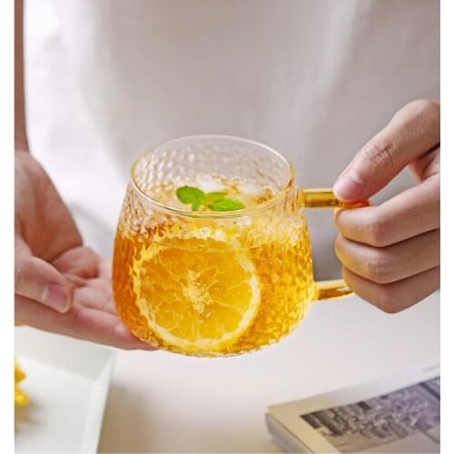 Heat-resistant glass thickened household wheat ear cup hammer pattern cup household juice coffee cup single layer water cup
